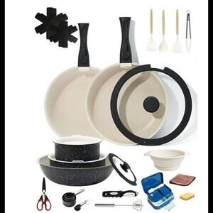 27 pc. Nonstick Pots&Pans Set, Ceramic, Uni-Handle Oven Safe